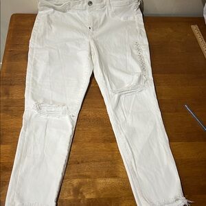 AMERICAN EAGLE White Destroyed HI-RISE Size 16 33W